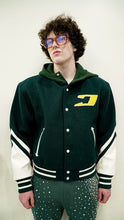 Load image into Gallery viewer, &quot;BIG O&quot; HOODED VARSITY COAT (FORREST GREEN W/ WHITE &amp; GOLD)