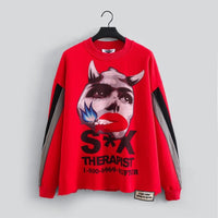 "DANGEROUS ART" CREWNECK HEAVY SWEATSHIRT (RED W/ MULTI)