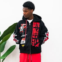 Load image into Gallery viewer, &quot;SOME DAYS OUF&quot; FULLZIP HOODIE (BLACK W/ RED)