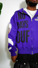 Load image into Gallery viewer, &quot;NO DAYS OUF&quot; FULLZIP HOODIE (PURPLE W/ BLACK)