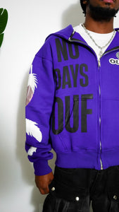 "NO DAYS OUF" FULLZIP HOODIE (PURPLE W/ BLACK)