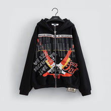 Load image into Gallery viewer, &quot;PAIN KILLER II&quot; FULLZIP HOODIE (BLACK W/ RHINESTONES)