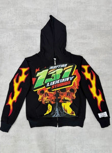 "131 STUDIOS" FULLZIP HOODIE (BLACK W/ MULTI)