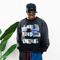 Load image into Gallery viewer, &quot;NEVER LIKED U&quot; CREWNECK SWEATSHIRT (BLACK W/ MULTI)