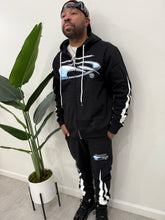 Load image into Gallery viewer, "TECH DIVISION FULLZIP SET" PANTS &amp; LONGSLEEVE T-SHIRT (BLACK PANTS W/ BLACK TEE)