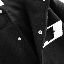 Load image into Gallery viewer, &quot;BIG O&quot; HOODED VARSITY COAT (BLACK W/ WHITE)