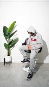 "THE PLANE JANE STAPLE SET FW 24/25" HOODIE SET (GREY W/ RED & BLACK)