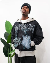Load image into Gallery viewer, "131" FULLZIP HOODIE (BLACK W/ GREY)