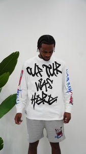 "OUFTUR WAS HERE" LONGSLEEVE TEE W/ SHORTS ( WHITE TEEW/ GREY SHORTS)