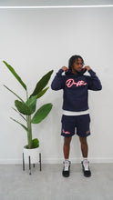 Load image into Gallery viewer, &quot;THE PLANE JANE STAPLE SPRING 25&quot; HOODIE SHORT SET (NAVY W/ RED &amp; WHITE)