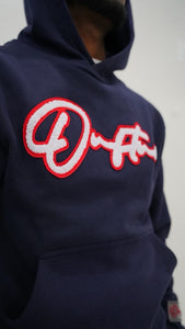 "THE PLANE JANE STAPLE SPRING 25" HOODIE SHORT SET (NAVY W/ RED & WHITE)