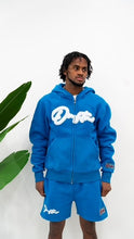 Load image into Gallery viewer, &quot;THE PLANE JANE STAPLE SPRING FW 25&quot; FULLZIP HOODIE SHORT SET (ICEBLUE W/ WHITE)