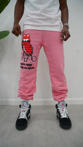 "SOUL SNATCHER" BAGGY GRAPHIC SWEATS (PINK W/ MULTI)