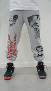 "FCUK OUF" BAGGY GRAPHIC SWEATS (GREY W/ MULTI)