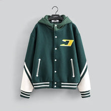 Load image into Gallery viewer, &quot;BIG O&quot; HOODED VARSITY COAT (FORREST GREEN W/ WHITE &amp; GOLD)