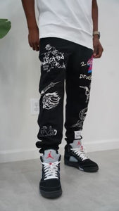 "LUV ONES" GRAPHIC SWEATPANTS (BLACK W/ MULTI)