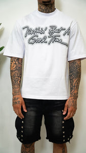 “GOOD TIMES” CLASSIC T-SHIRT (WHITE W/ GREY)