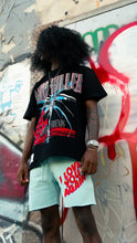Load image into Gallery viewer, “PAIN KILLER” SHORTSET T-SHIRT W/ SHORTS (BLACK TEE W SKYBLUE SHORTS)