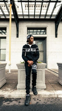Load image into Gallery viewer, "THE MOTIVATION KNIT" FULLZIP JACKET W/ JOGGERPANTS (BLACK W/ WHITE)