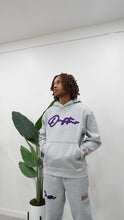 Load image into Gallery viewer, "THE PLANE JANE STAPLE SET FW 25/26" HOODIE (GREY W/ PURPLE &amp; BLACK)