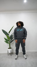 Load image into Gallery viewer, "THE PLANE JANE STAPLE SET FW 25/26" HOODIE (CHARCOAL W/ GAMMA BLUE &amp; BLACK)