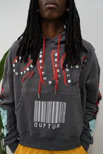 Load image into Gallery viewer, "BIG STUD" HOODIE DISTRESSED (CHARCOAL WITH RED &amp; BLACK)