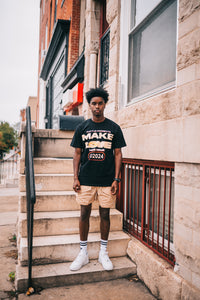 “MAKE LOVE NOT WAR" SLIGHTLY OVERSIZED TEE (BLACK W/ MULTI)