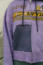 Load image into Gallery viewer, "NSF(NOT FOR SALE)" FULLZIP HOODIE DISTRESSED (LILAC &amp; NAVY SPRAY) MADE CUSTOM