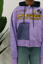 Load image into Gallery viewer, "NSF(NOT FOR SALE)" FULLZIP HOODIE DISTRESSED (LILAC &amp; NAVY SPRAY) MADE CUSTOM
