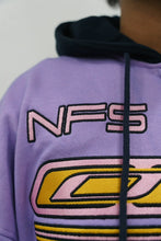 Load image into Gallery viewer, "NSF(NOT FOR SALE)" FULLZIP HOODIE DISTRESSED (LILAC &amp; NAVY SPRAY) MADE CUSTOM