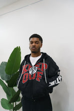Load image into Gallery viewer, "BIG KEEP OUF" HOODIE DISTRESSED (BLACK W/ RED SCREEN) CUSTOM SPRAY
