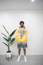 Load image into Gallery viewer, "ART ON TUR" HOODIE SHORT SET (YELLOW HOODIE W/ GREY SPRAY SHORTS)