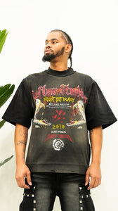 “VENOM” (ART ON TUR EDITION) BOXY OVERSIZED T-SHIRT (BLACKWASH W/ RED & GOLD)