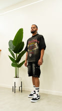 Load image into Gallery viewer, “VENOM” (ART ON TUR EDITION) BOXY OVERSIZED T-SHIRT (BLACKWASH W/ RED &amp; GOLD)
