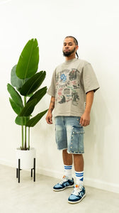 “WILD STUDIO” (ART ON TUR EDITION) BOXY OVERSIZED T-SHIRT (GREYWASH W/ MULTI)