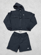 Load image into Gallery viewer, "DIAMOND SET" HOODIE SHORT SET (BLACK ON BLACK)