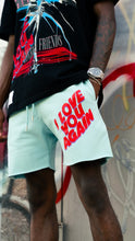 Load image into Gallery viewer, “PAIN KILLER” SHORTSET T-SHIRT W/ SHORTS (BLACK TEE W SKYBLUE SHORTS)
