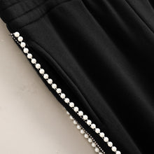 Load image into Gallery viewer, “PEARLED HARBOUR” HOODIE SET (BLACK W/CREAM PEARL TRIM)