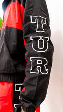 Load image into Gallery viewer, "OUFTUR BLOCK DIVISION" FULLZIP NYLON HOODIE SHORT SET (BLACK W/ RED)