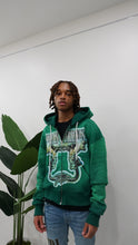 Load image into Gallery viewer, "LOVERS &amp; FRIENDS" FULLZIP HOODIE DISTRESSED (GREEN SPRAY) MADE CUSTOM
