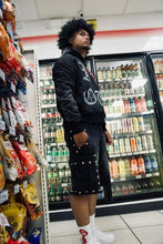 Load image into Gallery viewer, "OUF LOVE I” HOODIE DISTRESSED (BLACK W/ MULTISCREEN) CUSTOM SPRAY