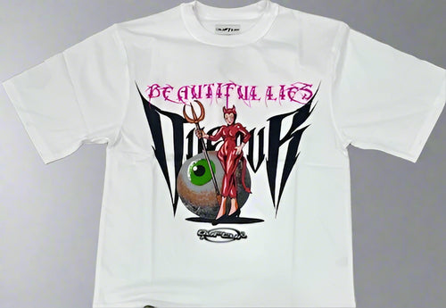 “BEAUTIFUL LIES” SHORTSET T-SHIRT W/ SHORTS (WHITE TEE W/ ARMY SHORTS)