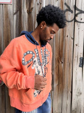 Load image into Gallery viewer, "OUF TO THE RACES" FULLZIP HOODIE (ORANGE W NAVY)