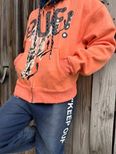 Load image into Gallery viewer, "OUF TO THE RACES" FULLZIP HOODIE (ORANGE W NAVY)