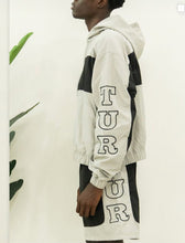 Load image into Gallery viewer, &quot;OUFTUR BLOCK DIVISION&quot; FULLZIP NYLON HOODIE SHORT SET (GREY W/ BLACK)