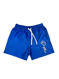 "HOOCHIE SIGS" NYLON SHORTS (ROYAL W/ WHT AND RED)