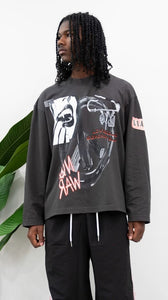 "NO WAR" LONGSLEEVE TEE ( CHARCOAL T-SHIRT W/ MULTI) (Copy)