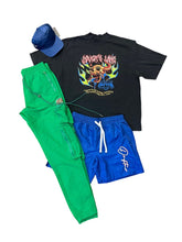 Load image into Gallery viewer, &quot;HOOCHIE SIGS&quot; NYLON SHORTS (ROYAL W/ WHT AND RED)