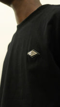 Load image into Gallery viewer, “ELITE DIAMOND TEE” BOXY OVERSIZED LONGSLEEVE T-SHIRT (BLACK W/ METAL PATCH)