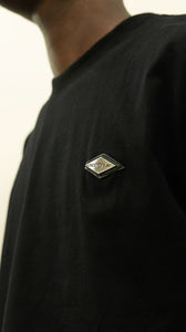 “ELITE DIAMOND TEE” BOXY OVERSIZED LONGSLEEVE T-SHIRT (BLACK W/ METAL PATCH)